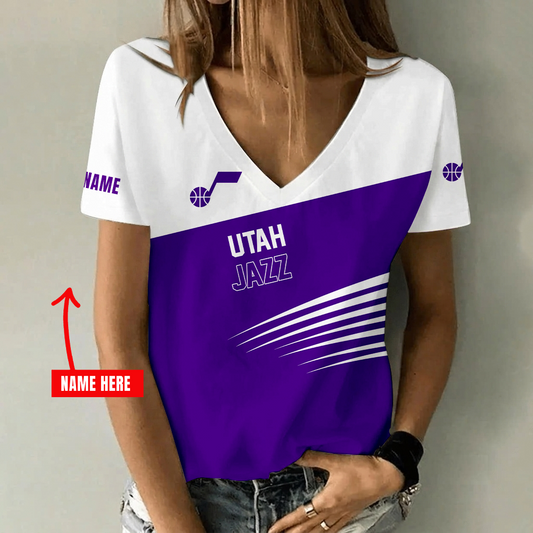 [HOT DEAL] NEW CUSTOMIZED NBA29 UJZ UTAH JAZZ V-NECK FEMALE SHIRT