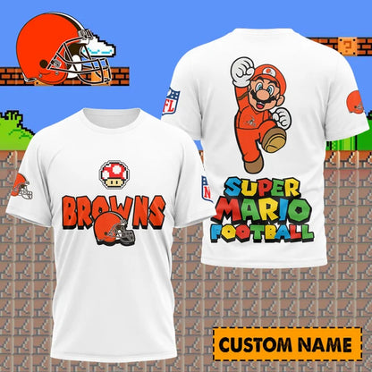 [SPECIAL OFFER] NEW CUSTOMIZED NFL29 CLB CLEVELAND BROWNS SUPER MARIO T-SHIRT, HOODIE, ZIP HOODIE