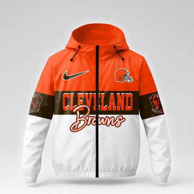 [SPECIAL OFFER] NEW CUSTOMIZED NFL29 CLB CLEVELAND BROWNS WINDBREAKER JACKET