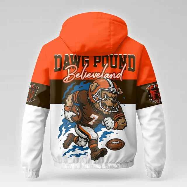 [SPECIAL OFFER] NEW CUSTOMIZED NFL29 CLB CLEVELAND BROWNS WINDBREAKER JACKET