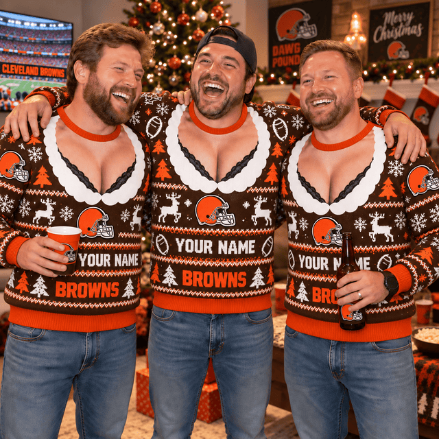 [SPECIAL OFFER] NEW CUSTOMIZED NFL29 CLB CLEVELAND BROWNS FUNNY CHRISTMAS UNISEX SWEATSHIRT