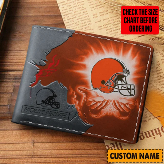 [SPECIAL OFFER] NEW CUSTOMIZED NFL29 CLB CLEVELAND BROWNS LEATHER WALLET
