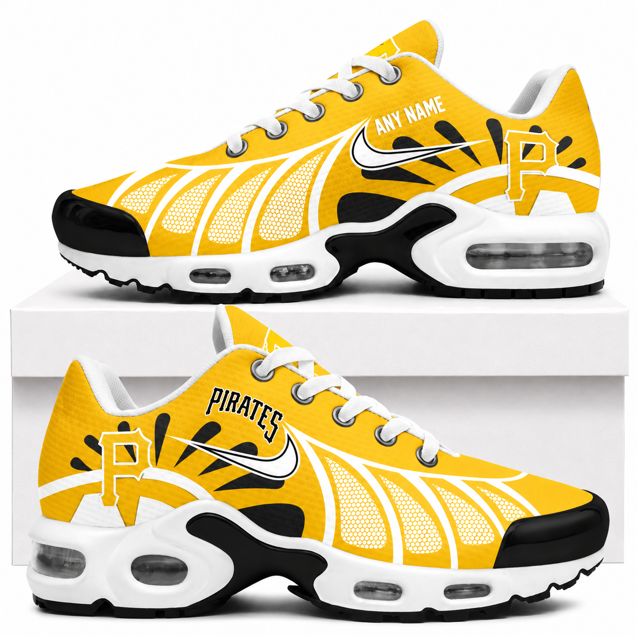 [FLASH SALE] NEW CUSTOMIZED MLB29 PHP PITTSBURGH PIRATES AIR MAX PLUS SNEAKERS