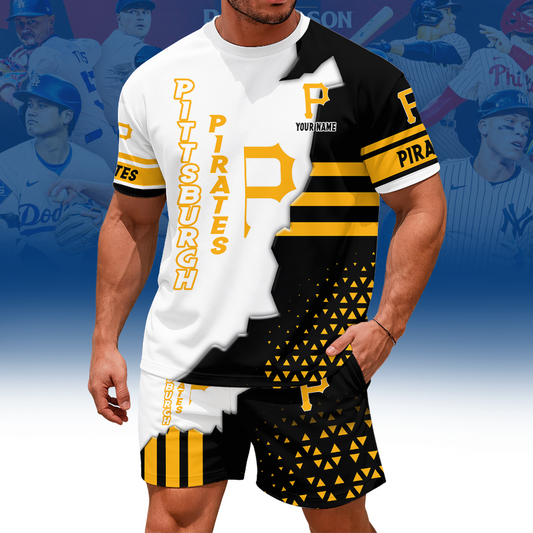 [FLASH SALE] NEW CUSTOMIZED MLB29 PHP PITTSBURGH PIRATES UNISEX T-SHIRT & SHORTS SET