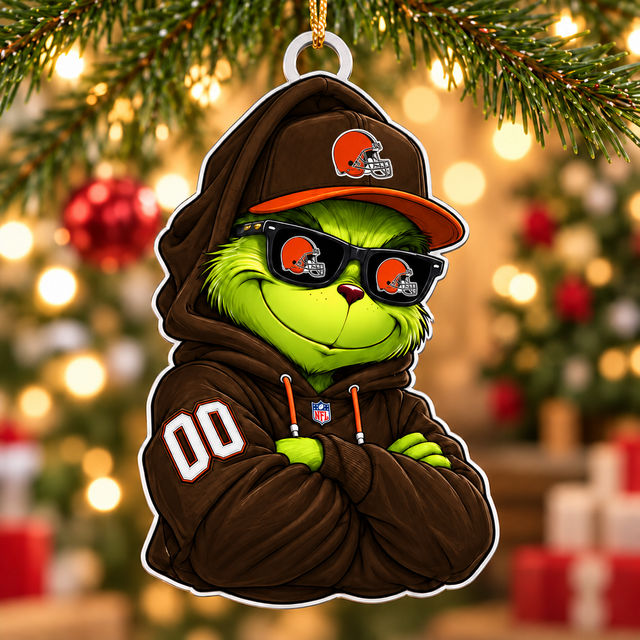 [SPECIAL OFFER] NEW CUSTOMIZED NFL29 CLB CLEVELAND BROWNS CHRISTMAS ACRYLIC ORNAMENT
