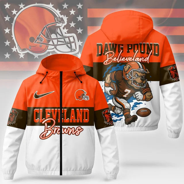 [SPECIAL OFFER] NEW CUSTOMIZED NFL29 CLB CLEVELAND BROWNS WINDBREAKER JACKET
