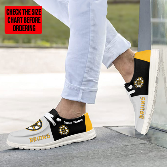 [SUPER SALE] NEW CUSTOMIZED NHL02 BTB BOSTON BRUINS PREMIUM LOAFER SHOES