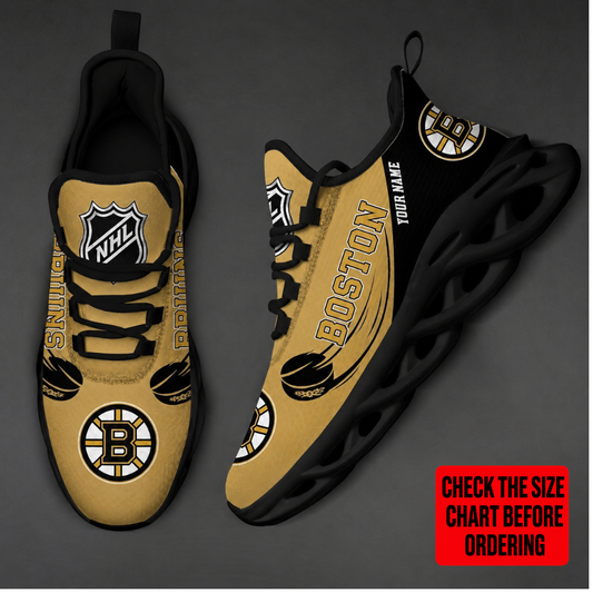 [SUPER SALE] NEW CUSTOMIZED NHL02 BTB BOSTON BRUINS CLUNKY SNEAKERS