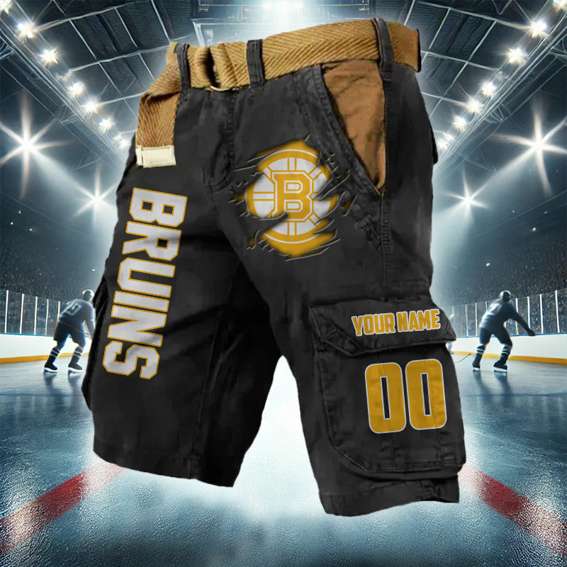 [SUPER SALE] NEW CUSTOMIZED NHL02 BTB BOSTON BRUINS CARGO SHORTS