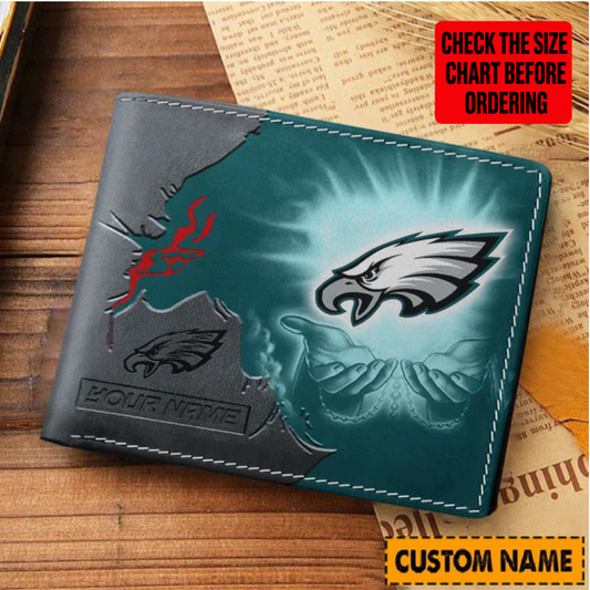 [SPECIAL OFFER] NEW CUSTOMIZED NFL02 PPE PHILADELPHIA EAGLES LEATHER WALLET