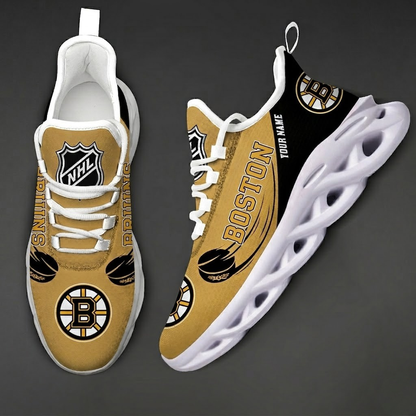 [SUPER SALE] NEW CUSTOMIZED NHL02 BTB BOSTON BRUINS CLUNKY SNEAKERS