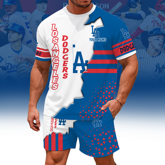 [FLASH SALE] NEW CUSTOMIZED MLB02 LAD LOS ANGELES DODGERS UNISEX T-SHIRT & SHORTS SET