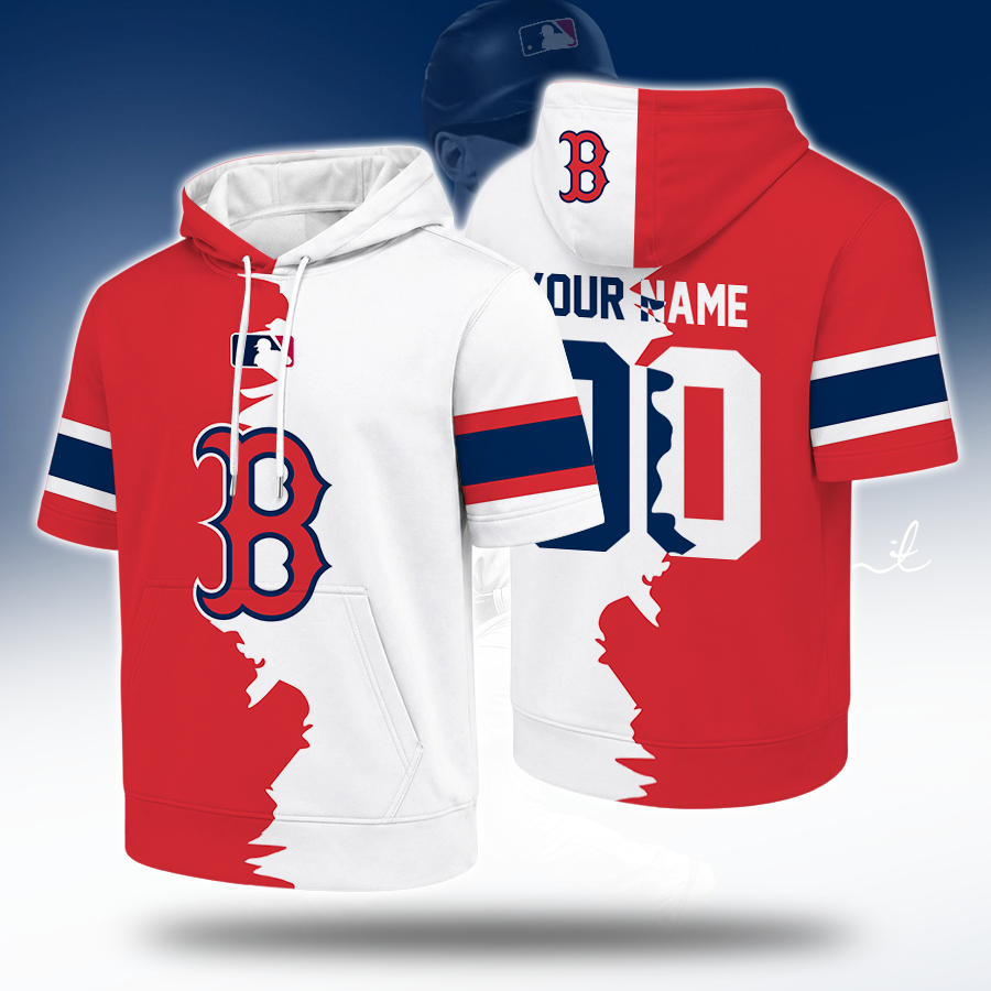[FLASH SALE] NEW CUSTOMIZED MLB03 BRS BOSTON RED SOX SHORT SLEEVE HOODIE