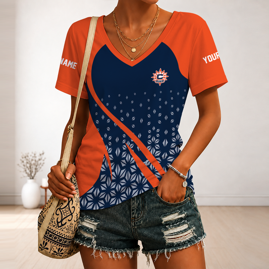 [FAN FAVORITE] NEW CUSTOMIZED WNBA03 CTS CONNECTICUT SUN V-NECK FEMALE SHIRT
