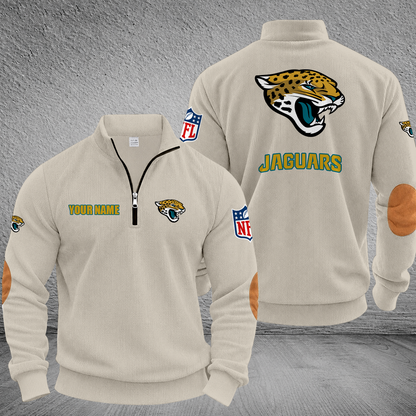 [SPECIAL OFFER] NEW CUSTOMIZED NFL30 JSJ JACKSONVILLE JAGUARS MULTICOLOR STRIPED QUATER ZIP SWEATSHIRT