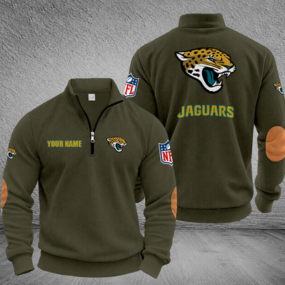 [SPECIAL OFFER] NEW CUSTOMIZED NFL30 JSJ JACKSONVILLE JAGUARS MULTICOLOR STRIPED QUATER ZIP SWEATSHIRT