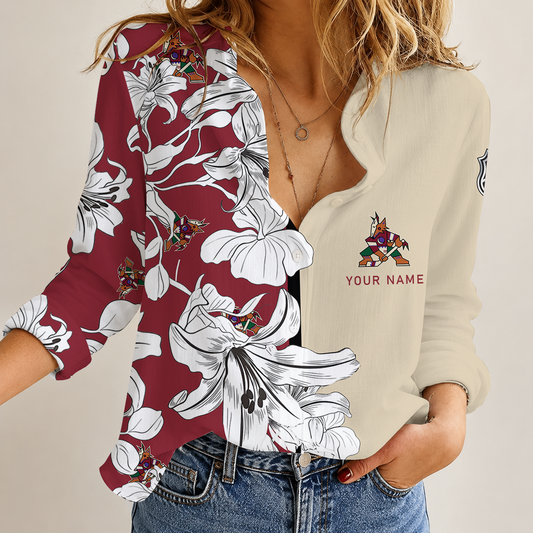 [SUPER SALE] NEW CUSTOMIZED NHL30 AZC ARIZONA COYOTES WOMEN CASUAL SHIRT