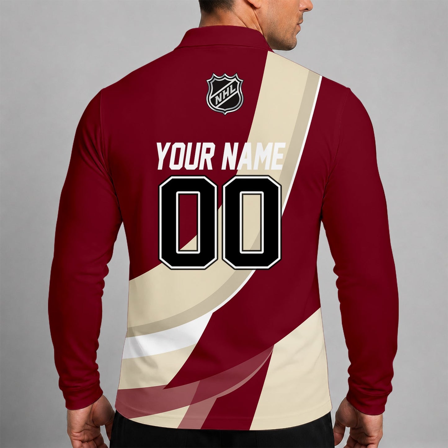 [SUPER SALE] NEW CUSTOMIZED NHL30 AZC ARIZONA COYOTES MEN LONG SLEEVE POLO