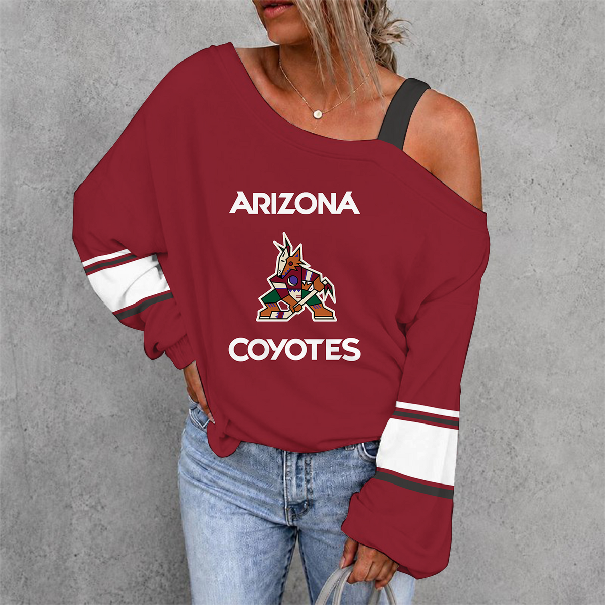 [SUPER SALE] NEW CUSTOMIZED NHL30 AZC ARIZONA COYOTES DROP SHOULDER SWEATSHIRT