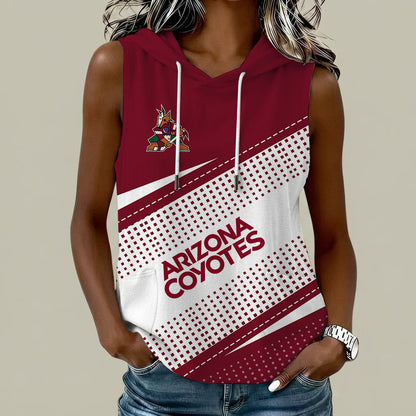 [SUPER SALE] NEW CUSTOMIZED NHL30 AZC ARIZONA COYOTES WOMEN'S SLEEVELESS HOODED POCKET TANK TOP