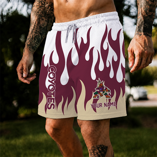 [SUPER SALE] NEW CUSTOMIZED NHL30 AZC ARIZONA COYOTES SHORT PANTS