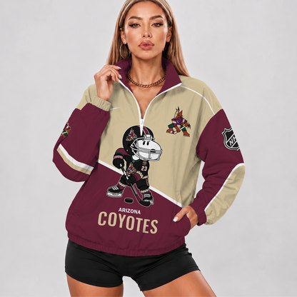 [SUPER SALE] NEW CUSTOMIZED NHL30 AZC ARIZONA COYOTES V-NECK ZIPPER SWEATSHIRT JACKET