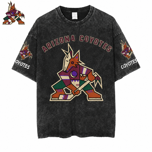[SUPER SALE] NEW CUSTOMIZED NHL30 AZC ARIZONA COYOTES MULTICOLOR WASHED TEE