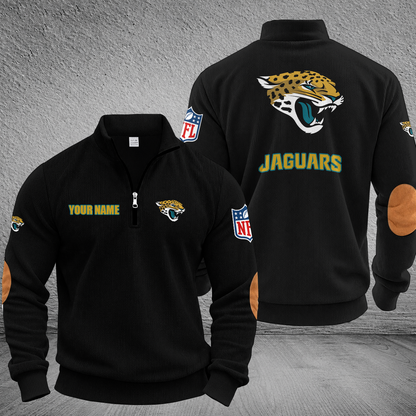 [SPECIAL OFFER] NEW CUSTOMIZED NFL30 JSJ JACKSONVILLE JAGUARS MULTICOLOR STRIPED QUATER ZIP SWEATSHIRT