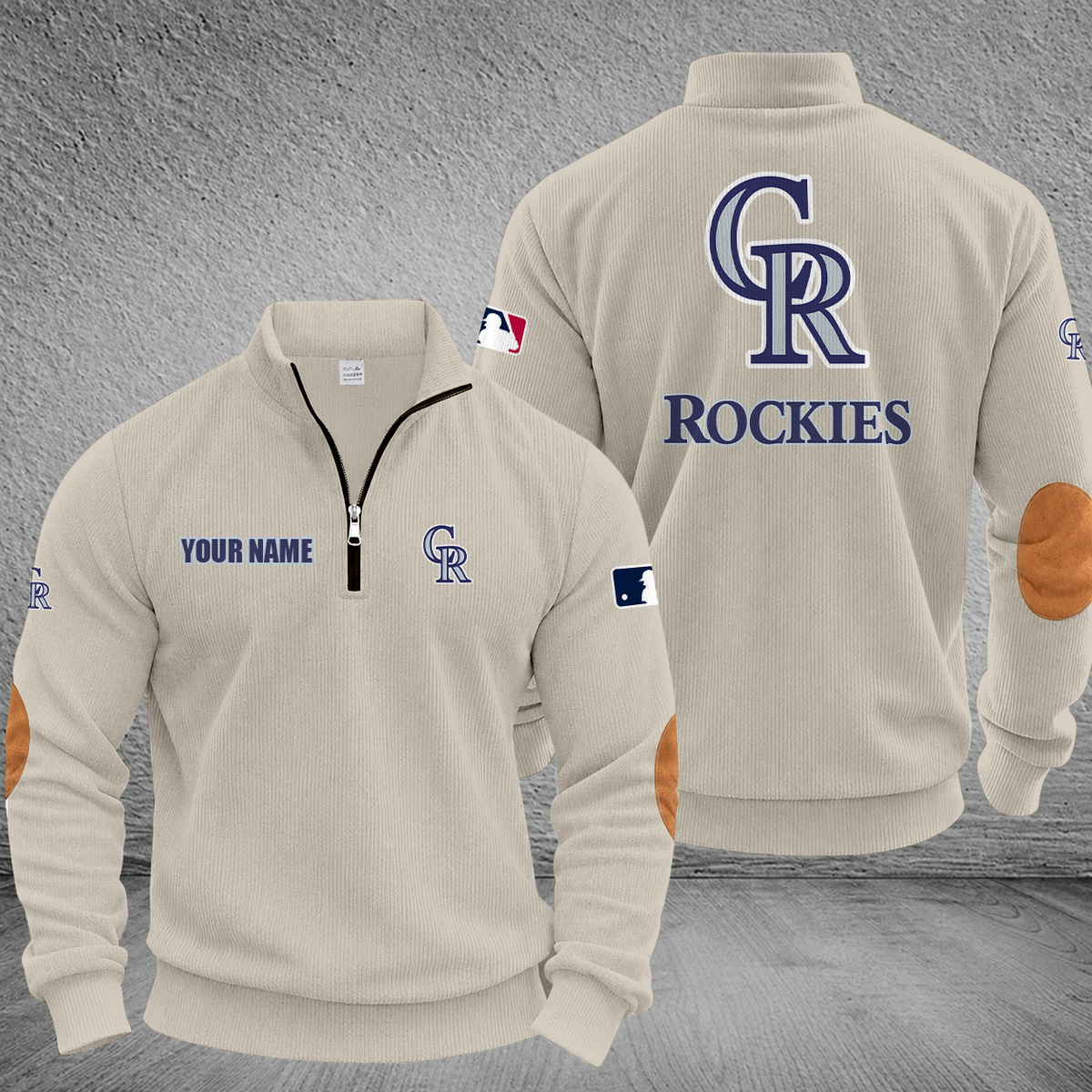 [FLASH SALE] NEW CUSTOMIZED MLB30 COR COLORADO ROCKIES MULTICOLOR STRIPED QUATER ZIP SWEATSHIRT