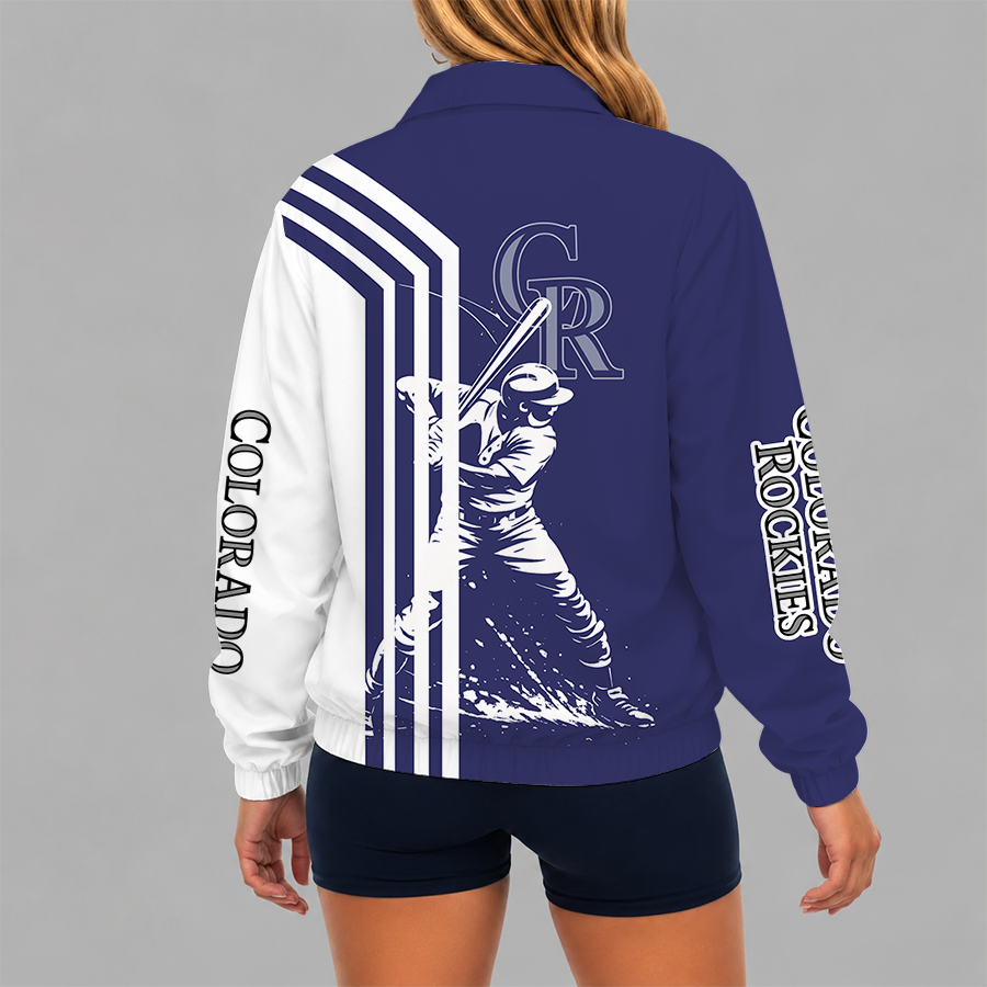 LIMITED EDITION - NEW CUSTOMIZED MLB30 COR COLORADO ROCKIES V-NECK ZIPPER SWEATSHIRT JACKET