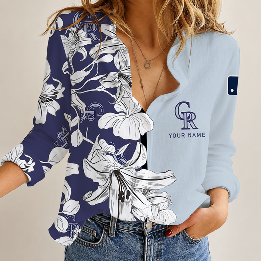 [FLASH SALE] NEW CUSTOMIZED MLB30 COR COLORADO ROCKIES WOMEN CASUAL SHIRT