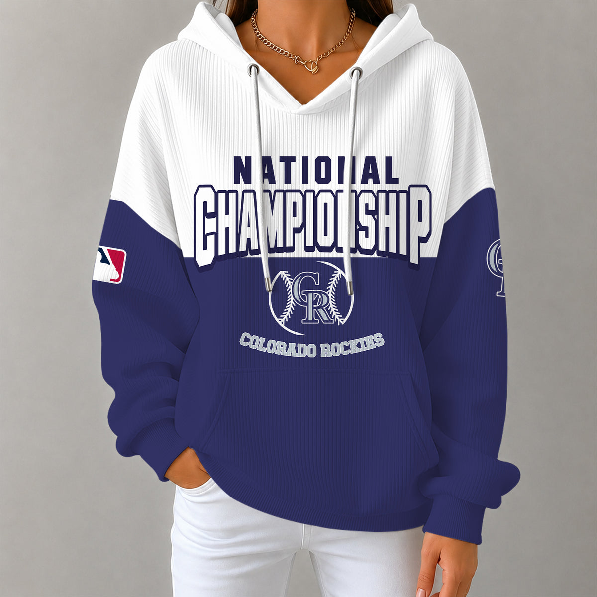[FLASH SALE] NEW CUSTOMIZED MLB30 COR COLORADO ROCKIES RIBBED HOODIE & SWEATSHIRT