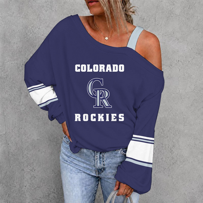 [FLASH SALE] NEW CUSTOMIZED MLB30 COR COLORADO ROCKIES DROP SHOULDER SWEATSHIRT