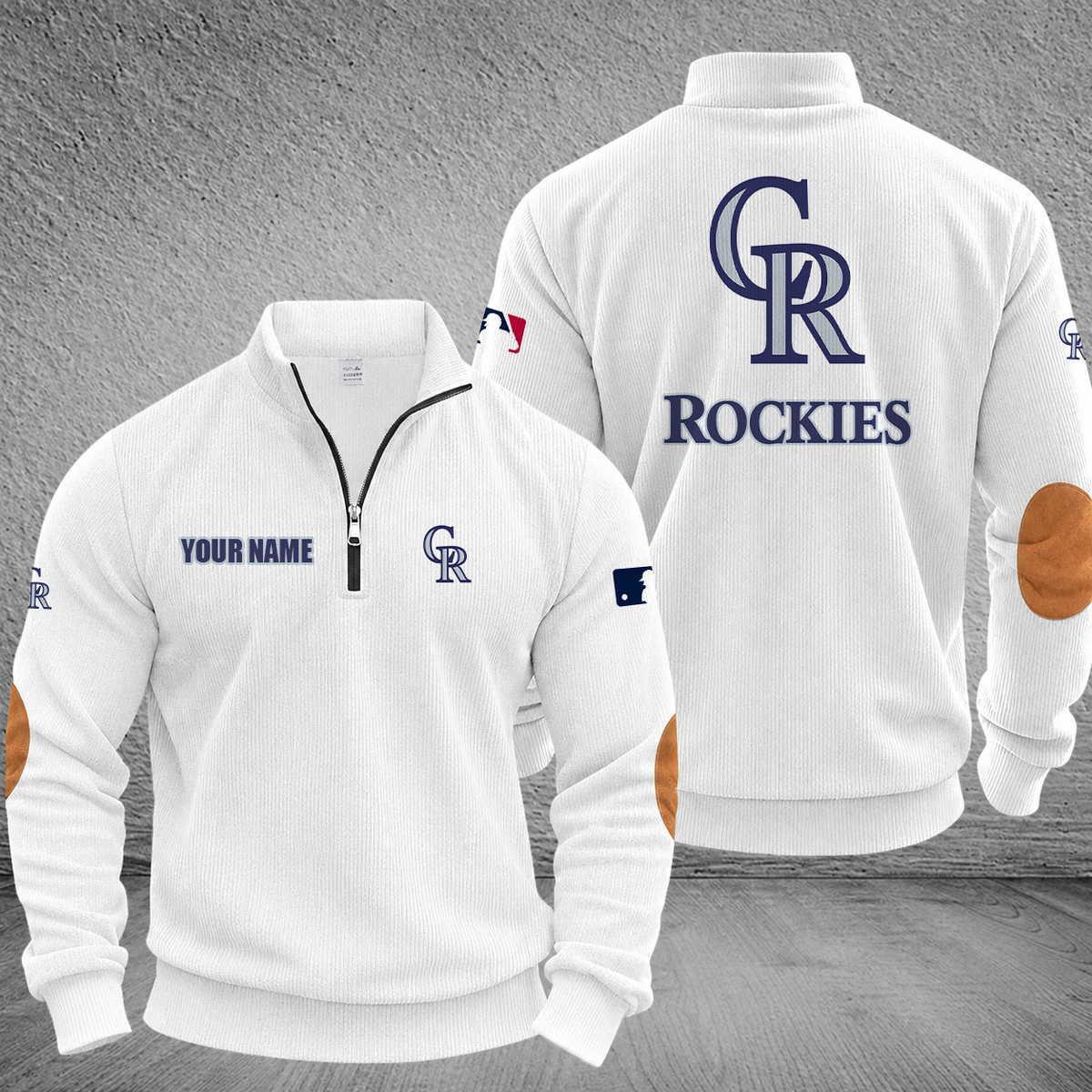 [FLASH SALE] NEW CUSTOMIZED MLB30 COR COLORADO ROCKIES MULTICOLOR STRIPED QUATER ZIP SWEATSHIRT
