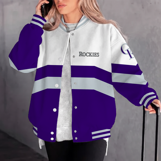 [FLASH SALE] NEW CUSTOMIZED MLB30 COR COLORADO ROCKIES SATIN VARSITY & BASEBALL JACKET