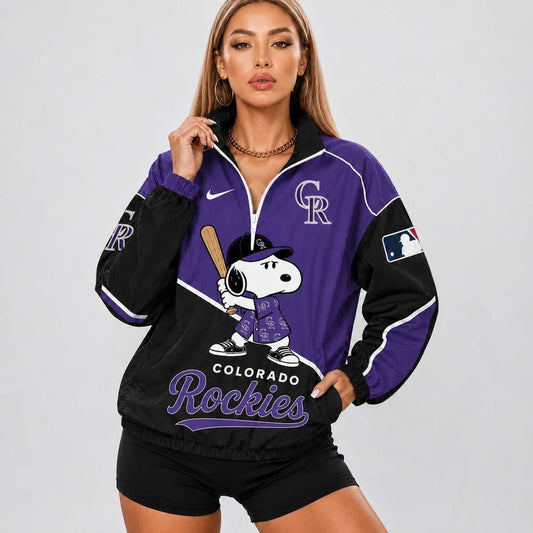 [FLASH SALE] NEW CUSTOMIZED MLB30 COR COLORADO ROCKIES V-NECK ZIPPER SWEATSHIRT JACKET
