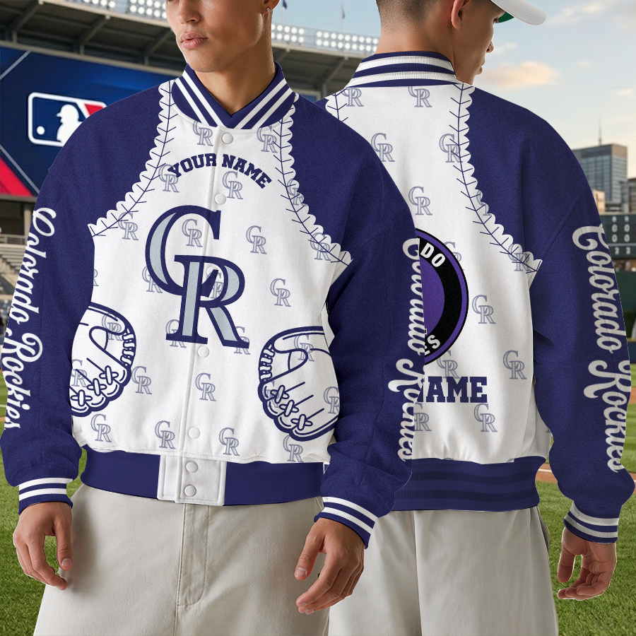 [FLASH SALE] NEW CUSTOMIZED MLB30 COR COLORADO ROCKIES SATIN VARSITY & BASEBALL JACKET