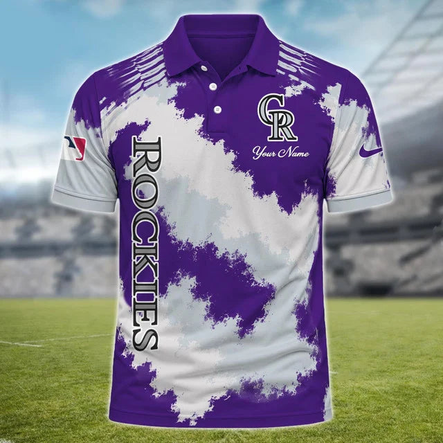 [FLASH SALE] NEW CUSTOMIZED MLB30 COR COLORADO ROCKIES MULTICOLOR POLO SHIRT