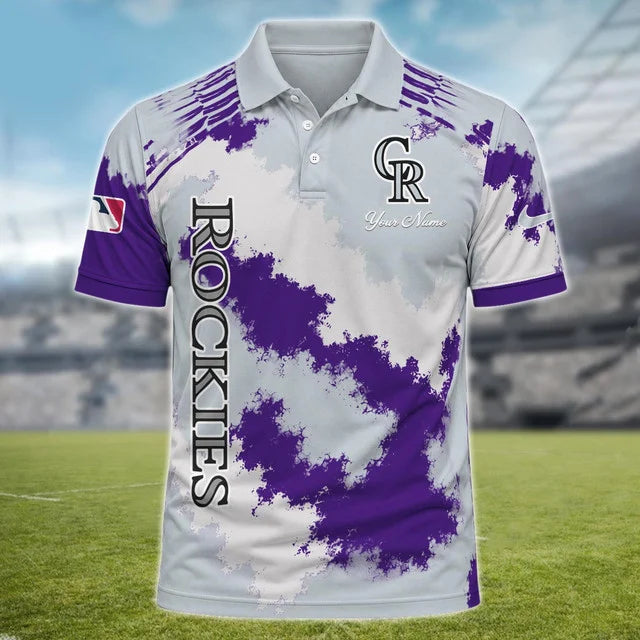 [FLASH SALE] NEW CUSTOMIZED MLB30 COR COLORADO ROCKIES MULTICOLOR POLO SHIRT