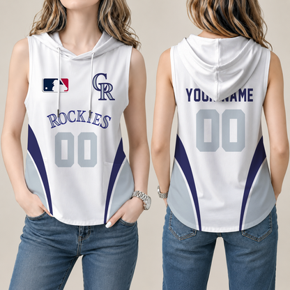 [FLASH SALE] NEW CUSTOMIZED MLB30 COR COLORADO ROCKIES WOMEN'S SLEEVELESS HOODED POCKET TANK TOP