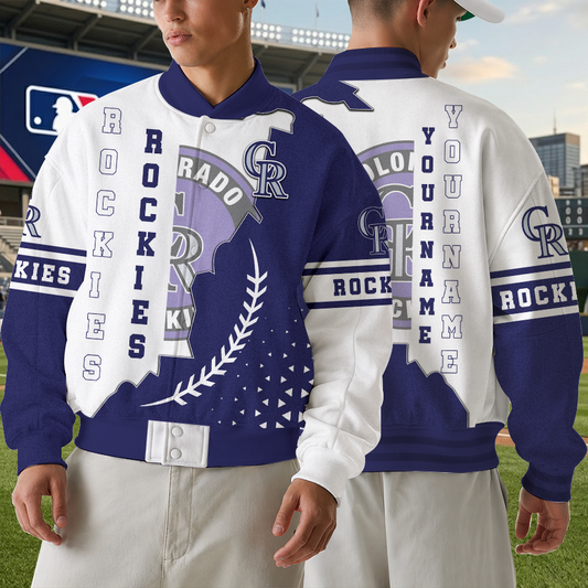 [FLASH SALE] NEW CUSTOMIZED MLB30 COR COLORADO ROCKIES SATIN VARSITY & BASEBALL JACKET