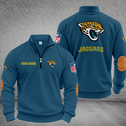 [SPECIAL OFFER] NEW CUSTOMIZED NFL30 JSJ JACKSONVILLE JAGUARS MULTICOLOR STRIPED QUATER ZIP SWEATSHIRT