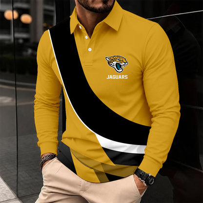 [SPECIAL OFFER] NEW CUSTOMIZED NFL30 JSJ JACKSONVILLE JAGUARS LONG SLEEVE POLO SHIRT