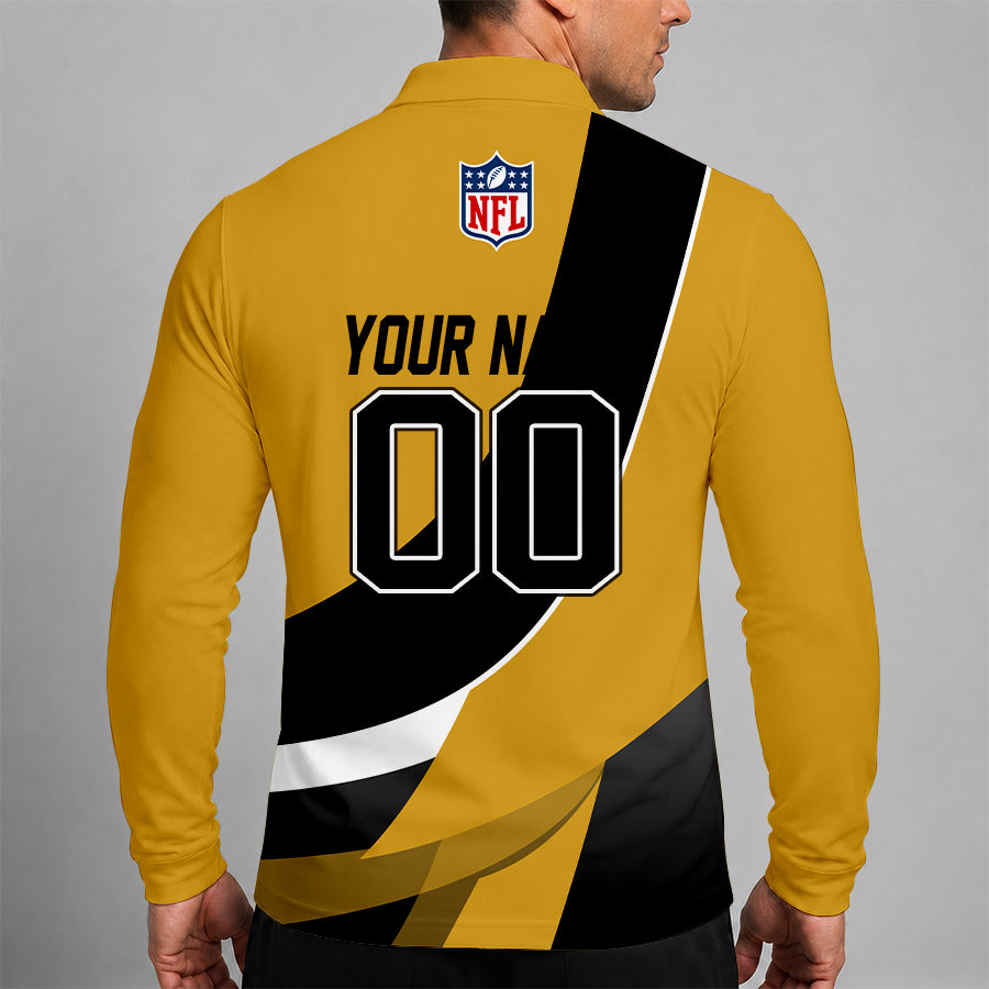 [SPECIAL OFFER] NEW CUSTOMIZED NFL30 JSJ JACKSONVILLE JAGUARS LONG SLEEVE POLO SHIRT