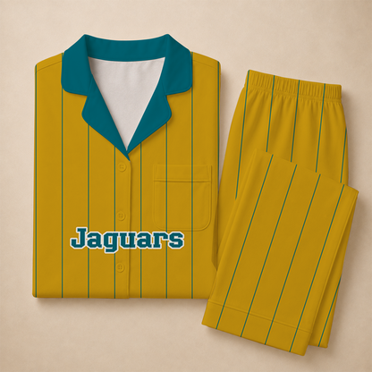 [SPECIAL OFFER] NEW CUSTOMIZED NFL30 JSJ JACKSONVILLE JAGUARS SHORT SLEEVE & LONG PANTS PAJAMAS SET