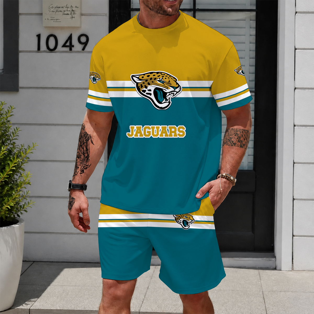 [SPECIAL OFFER] NEWCUSTOMIZED NFL30 JSJ JACKSONVILLE JAGUARS UNISEX T-SHIRT & SHORTS SET