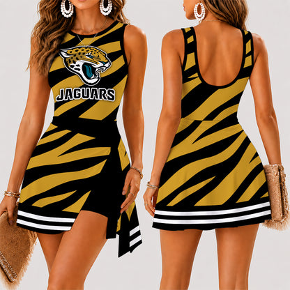 [SPECIAL OFFER] NEW CUSTOMIZED NFL30 JSJ JACKSONVILLE JAGUARS WOMEN'S SUMMER SKORT DRESS