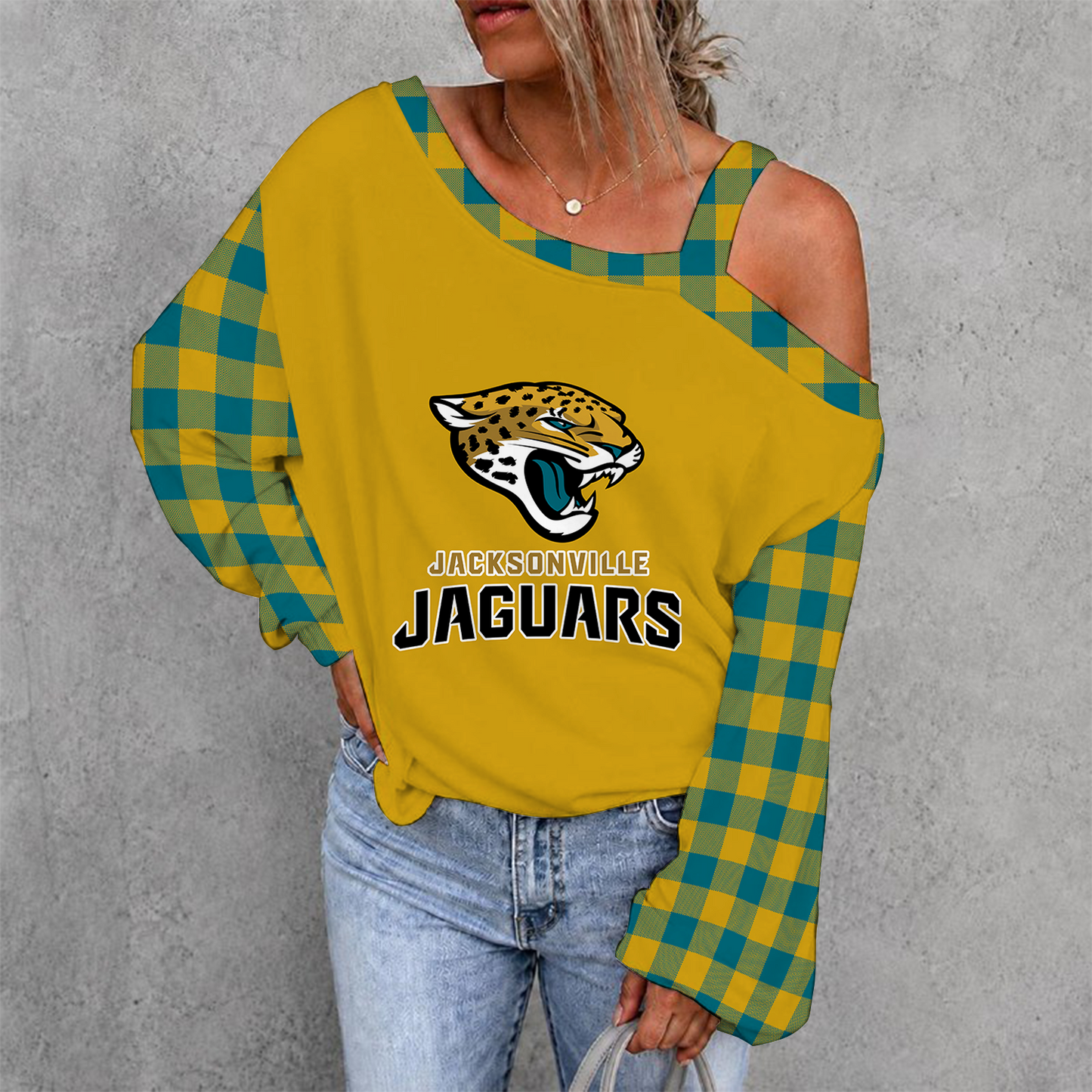 [SPECIAL OFFER] NEW CUSTOMIZED NFL30 JSJ JACKSONVILLE JAGUARS DROP SHOULDER SWEATSHIRT