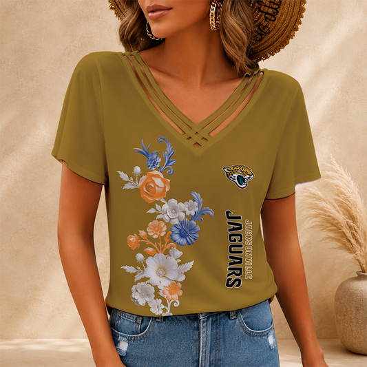 [SPECIAL OFFER] NEW CUSTOMIZED NFL30 JSJ JACKSONVILLE JAGUARS V-NECK SHIRT