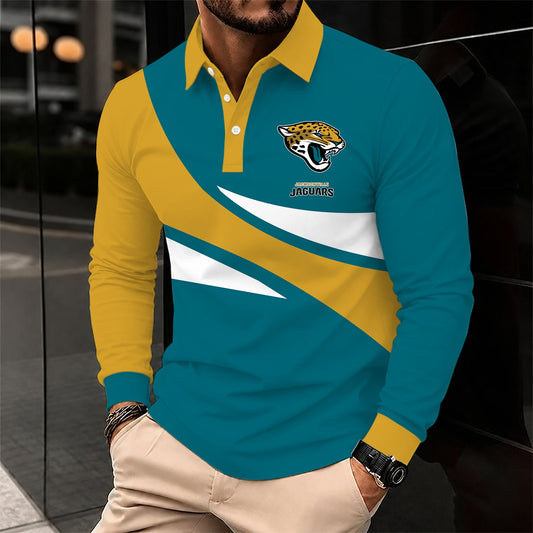 [SPECIAL OFFER] NEW CUSTOMIZED NFL30 JSJ JACKSONVILLE JAGUARS LONG SLEEVE POLO SHIRT